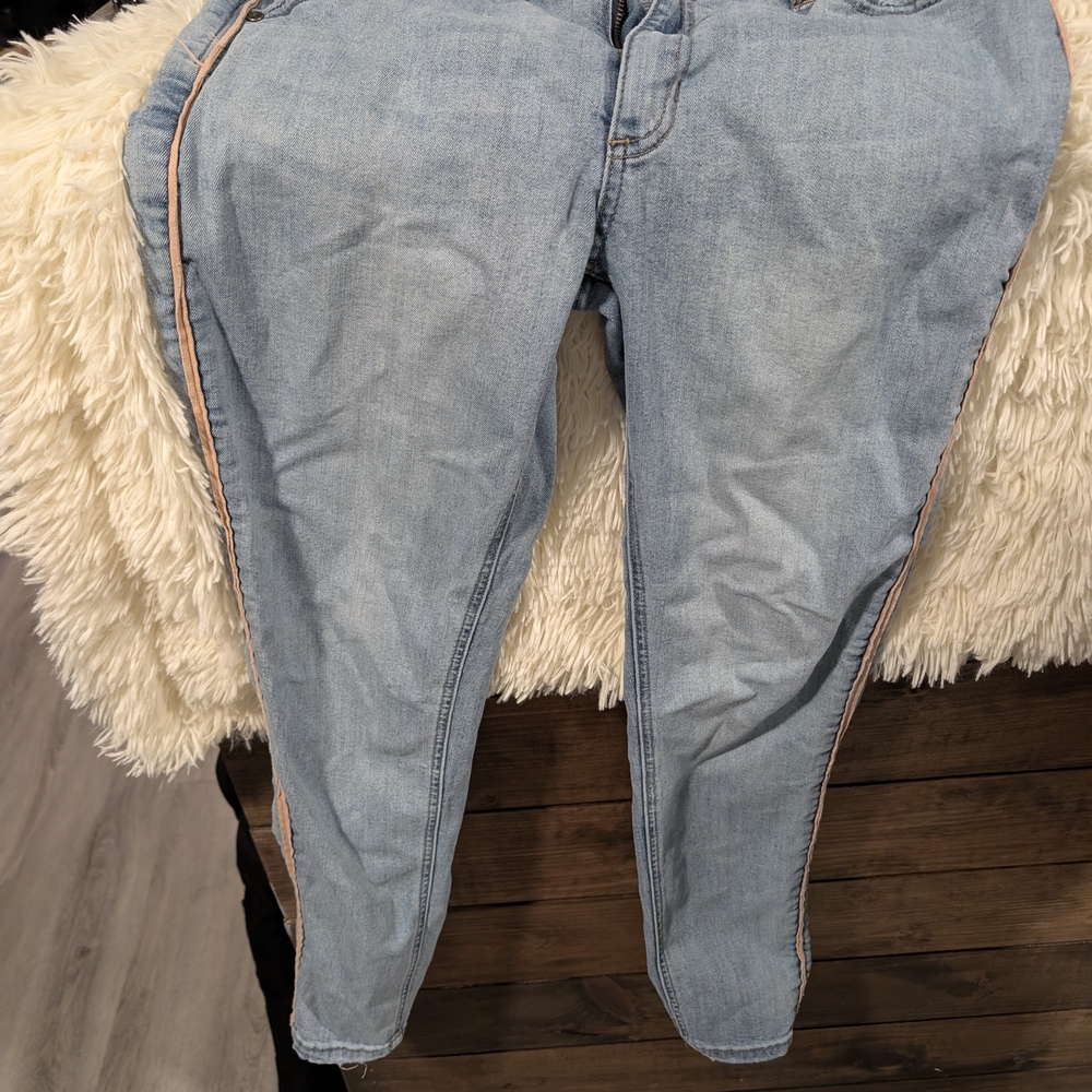 Light Blue Women's Jeans with Side Stripe